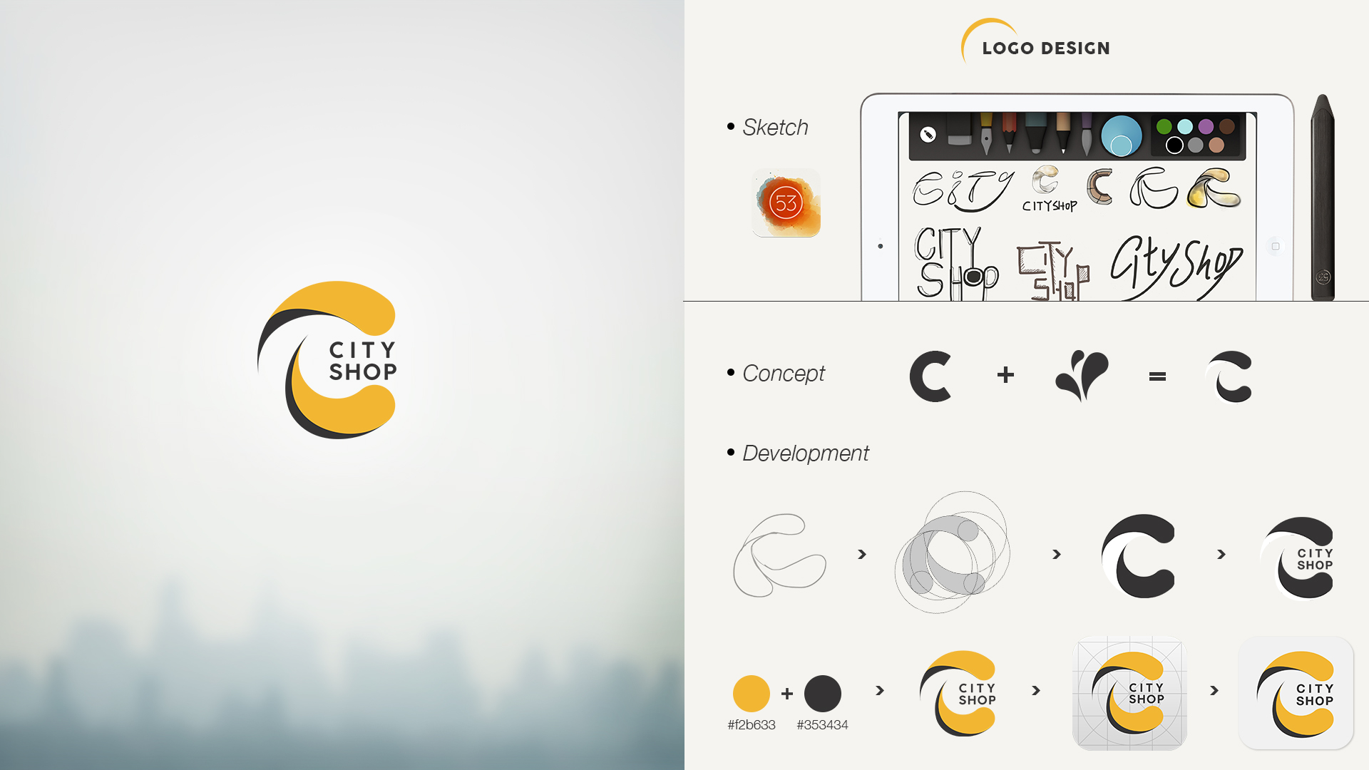city shop-logo design process
